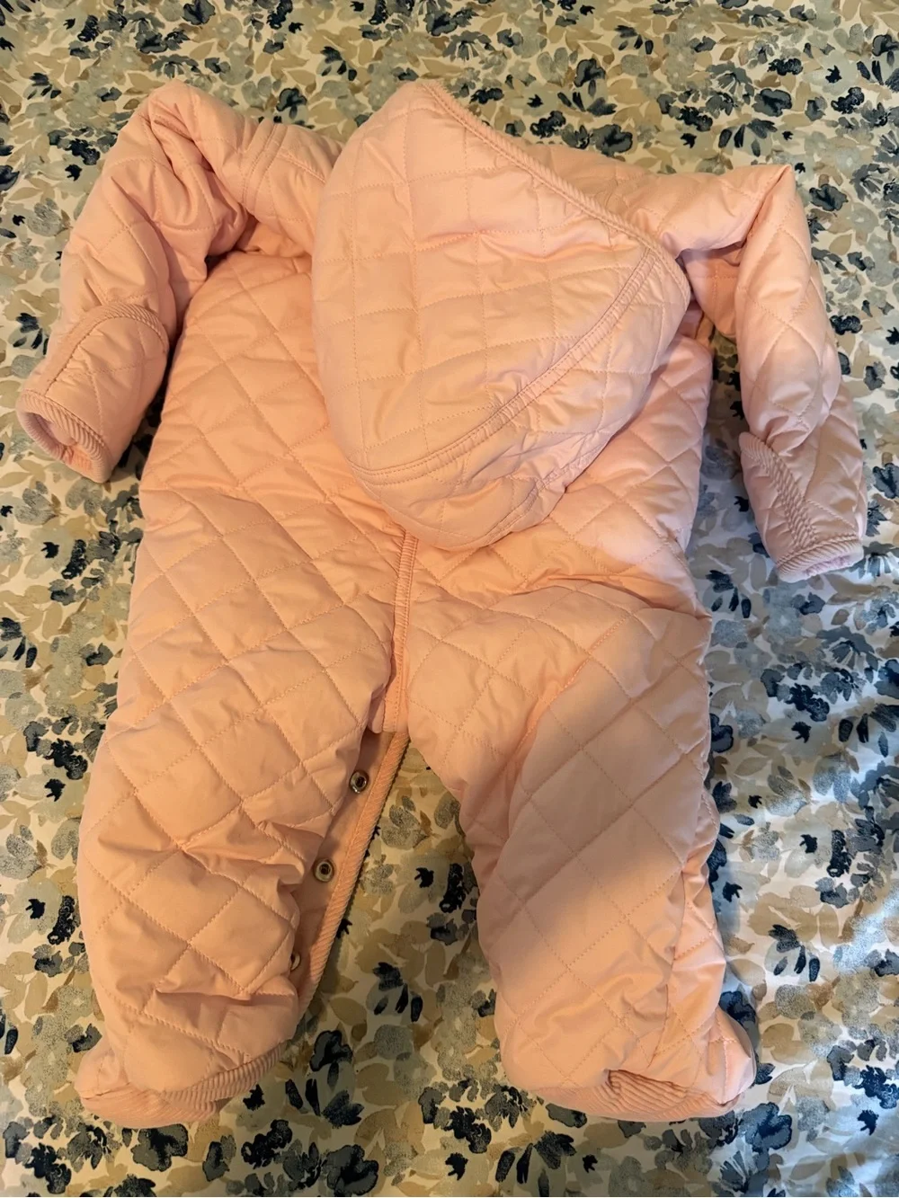 Ralph Lauren Quilted Pink Hooded Baby One-Piece Footed Snowsuit